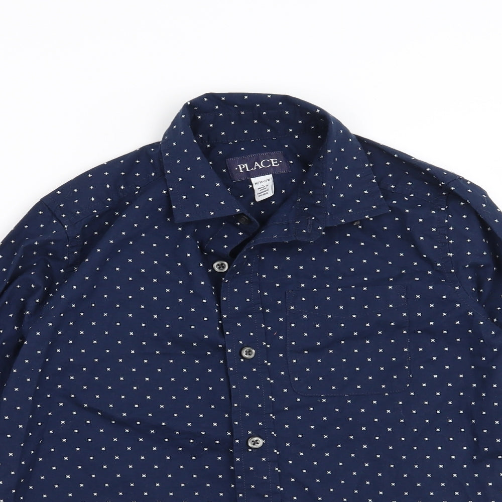 Place Boys Blue Geometric  Basic Button-Up Size 7-8 Years