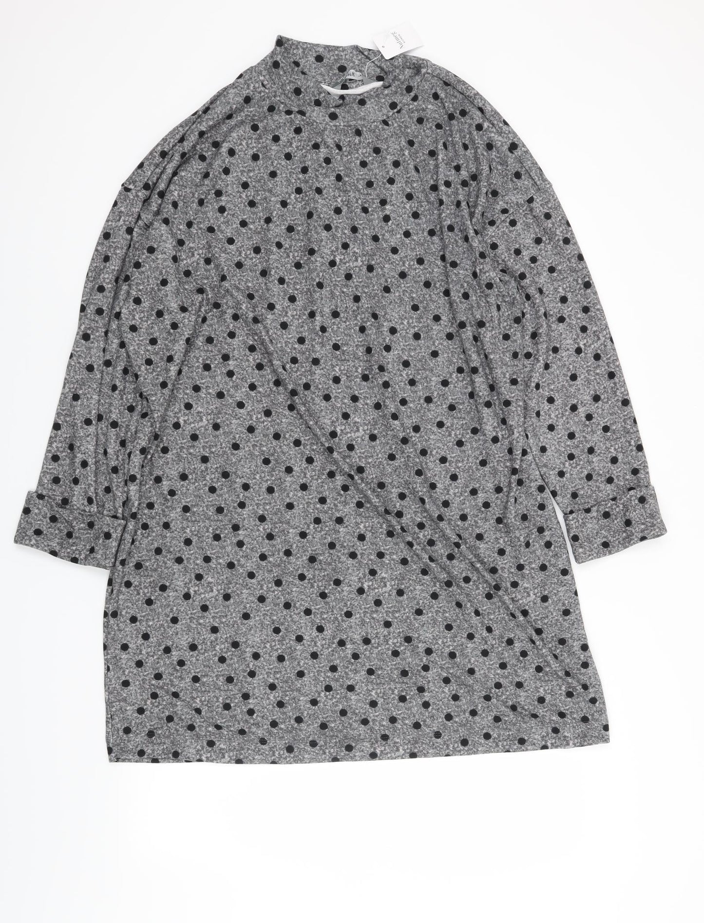 Nutmeg Womens Grey Polka Dot  Jumper Dress  Size 18