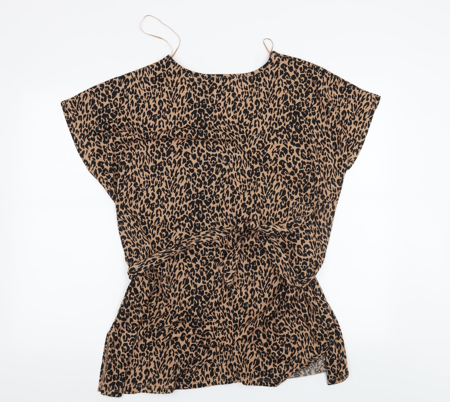 F&F Womens Brown Animal Print  Basic Blouse Size 14