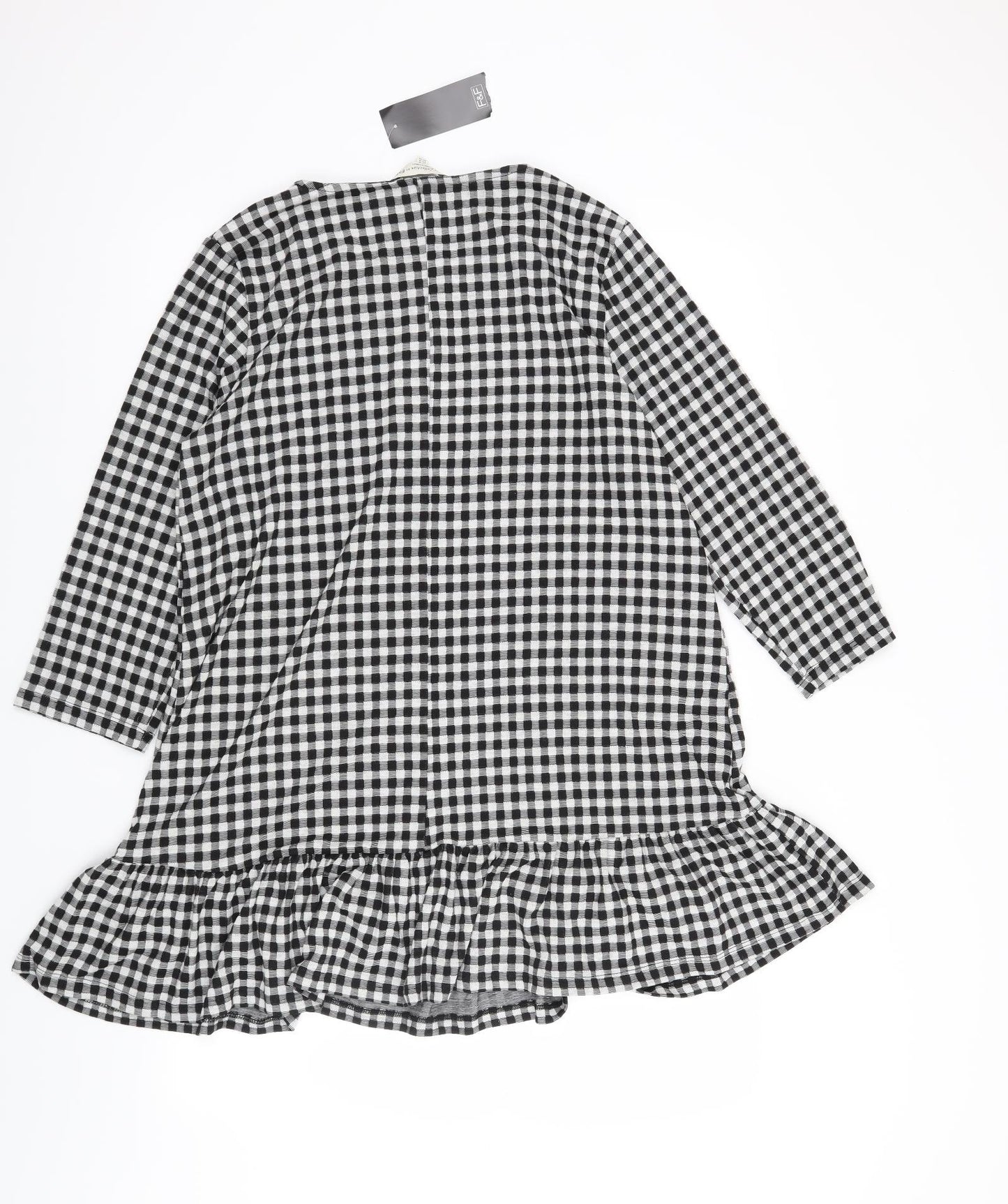 F&F Womens Black Gingham  T-Shirt Dress  Size 18