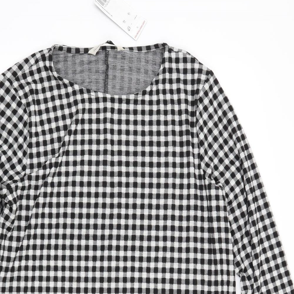 F&F Womens Black Gingham  T-Shirt Dress  Size 18