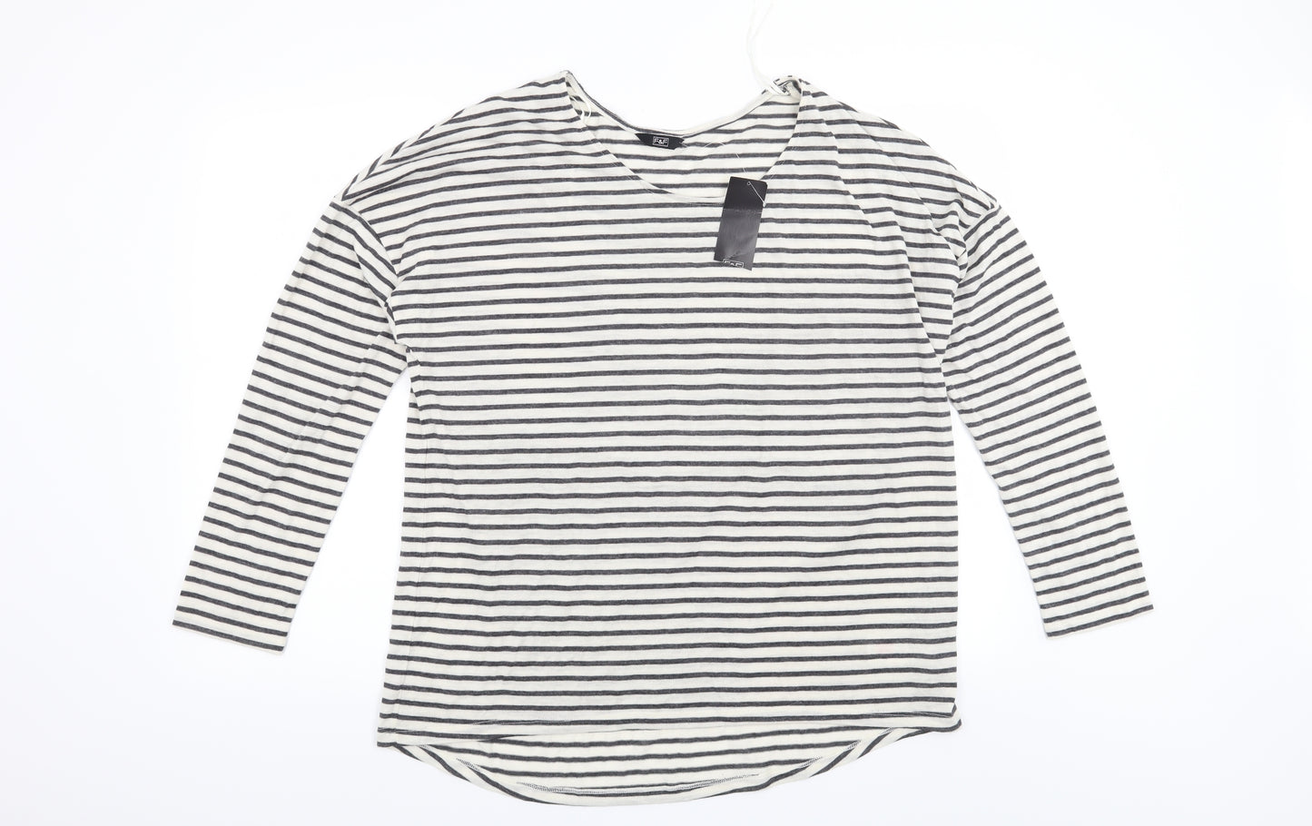 F&F Womens White Striped  Basic T-Shirt Size 18