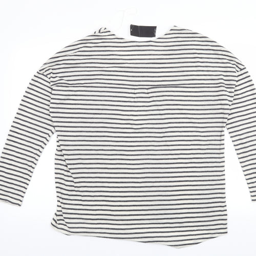 F&F Womens White Striped  Basic T-Shirt Size 18
