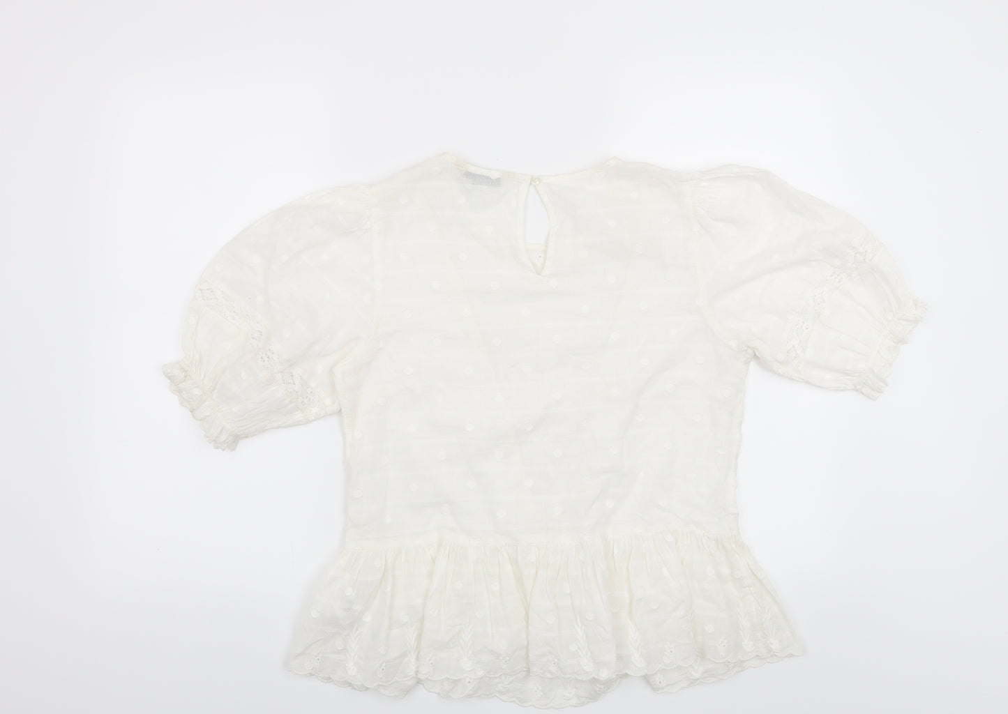 F&F Womens White Polka Dot  Basic Blouse Size 10