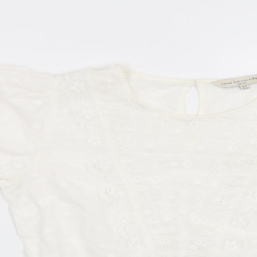 F&F Womens White Polka Dot  Basic Blouse Size 10