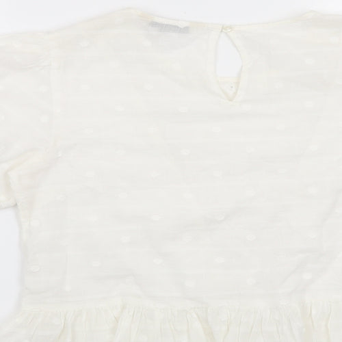 F&F Womens White Polka Dot  Basic Blouse Size 10