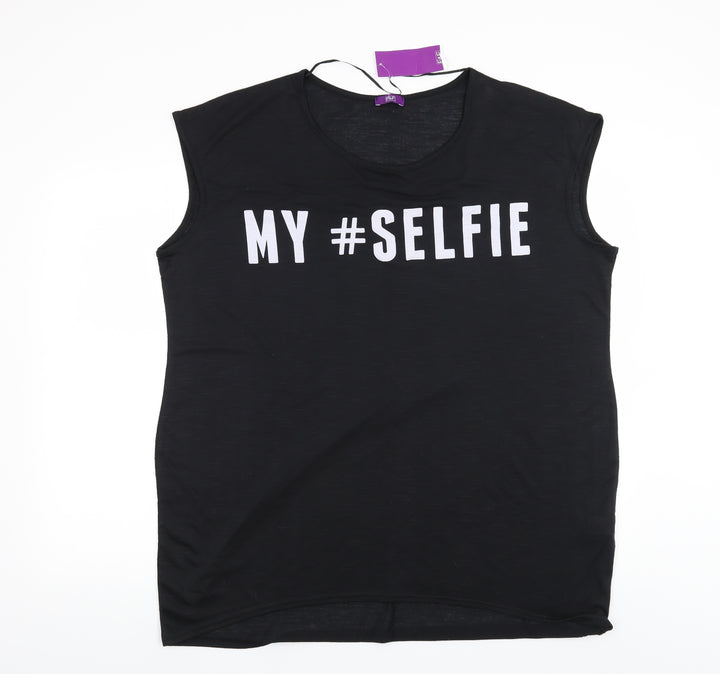 F&F Womens Black Basic T-Shirt Size 20 - My #Selfie