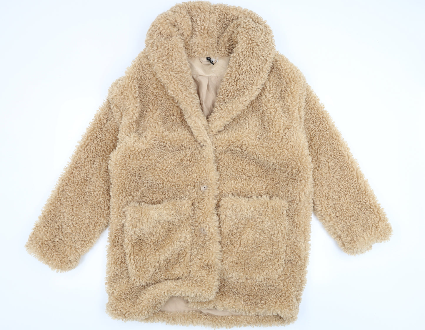 H&M Womens Beige   Overcoat Coat Size M