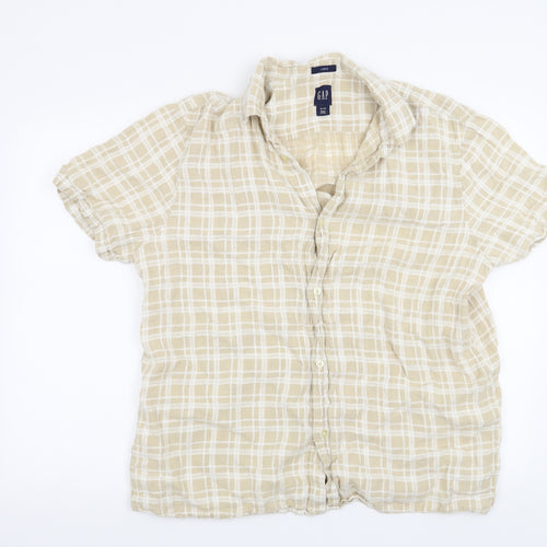 Gap Mens Beige Check   Button-Up Size XL