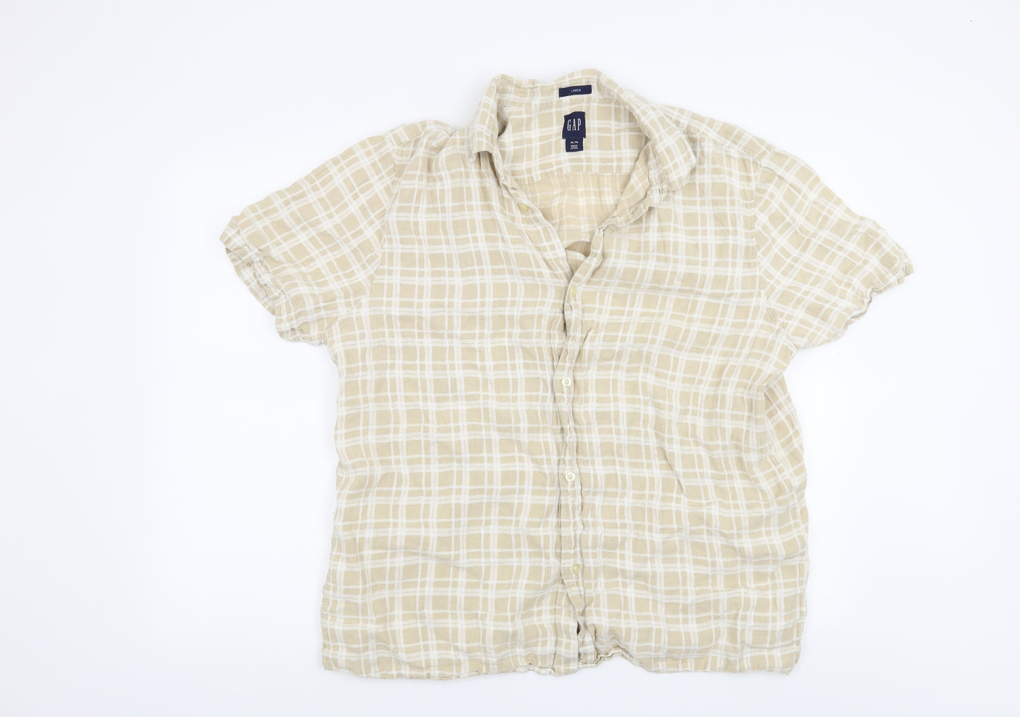 Gap Mens Beige Check   Button-Up Size XL