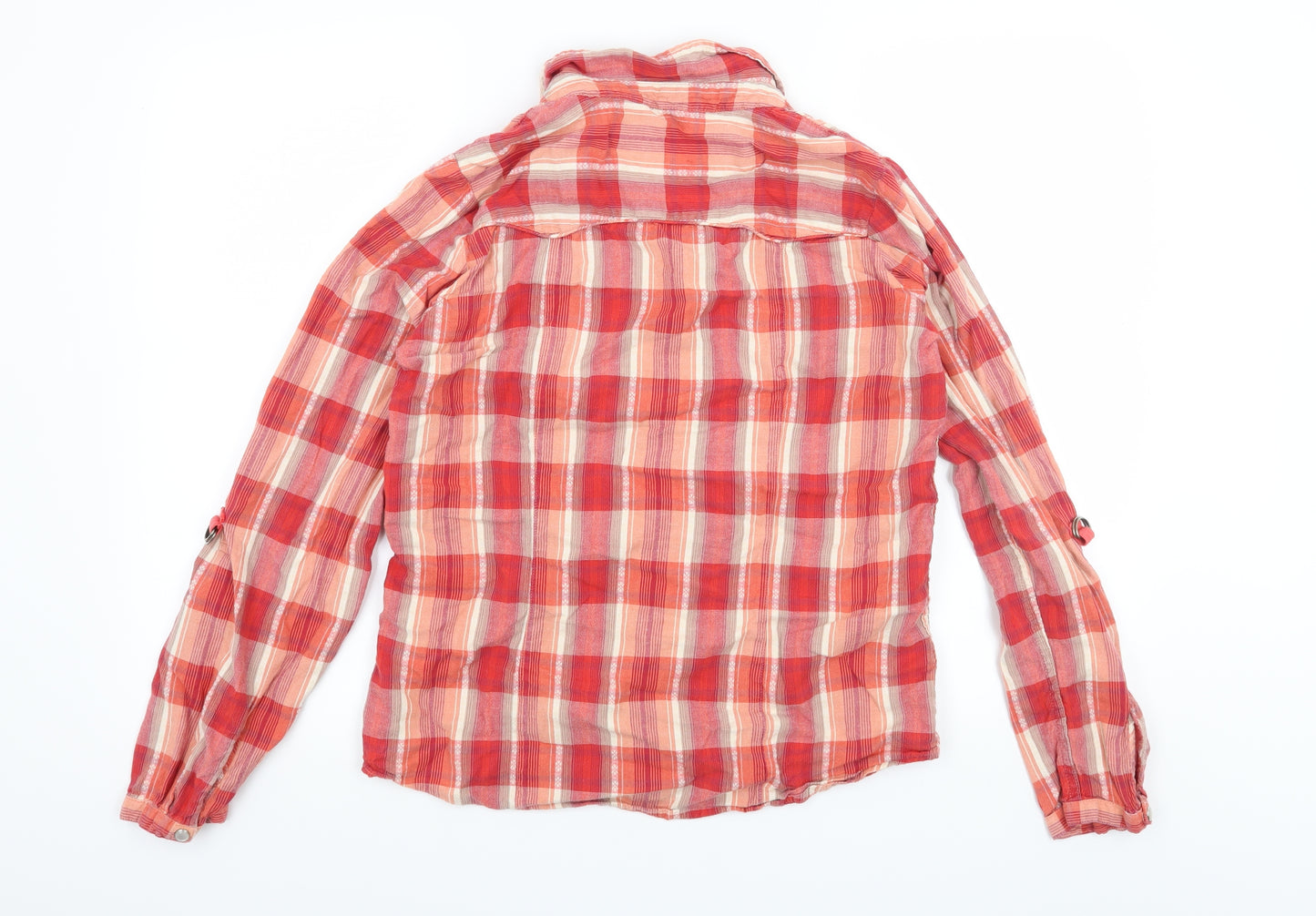 George Womens Red Check  Basic Button-Up Size 14