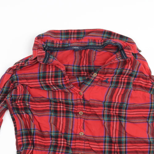 NEXT Womens Red Check  Basic Button-Up Size 8