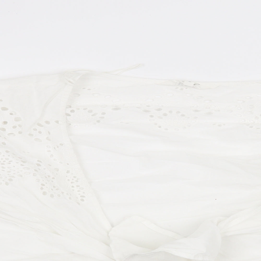 Savannah Miller Womens White Floral  Basic Blouse Size 16