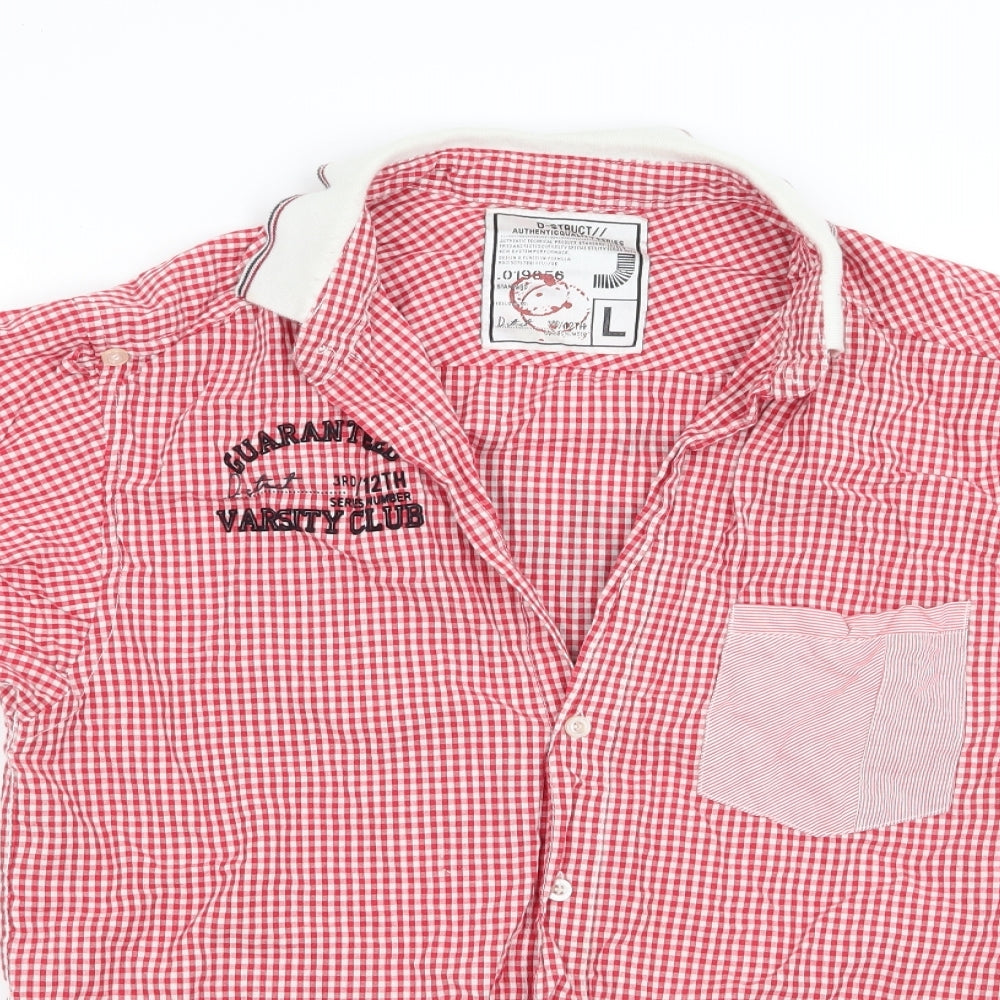 D-Struct Mens Red Check   Button-Up Size L
