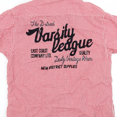 D-Struct Mens Red Check   Button-Up Size L