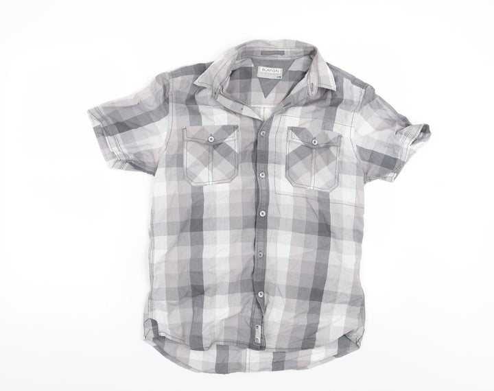 Burton Mens Grey Check   Button-Up Size S