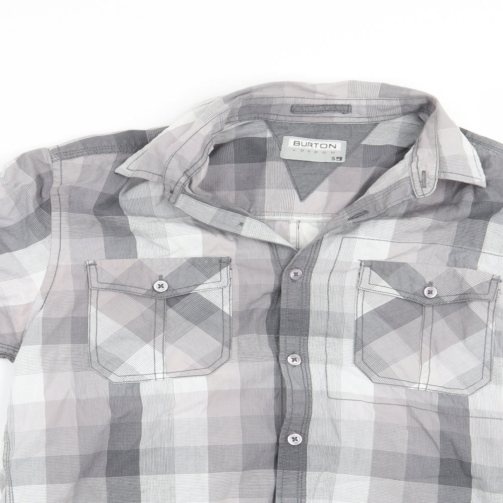 Burton Mens Grey Check   Button-Up Size S