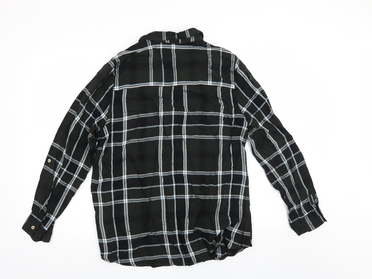 Dorothy Perkins Womens Green Check  Basic Button-Up Size 14