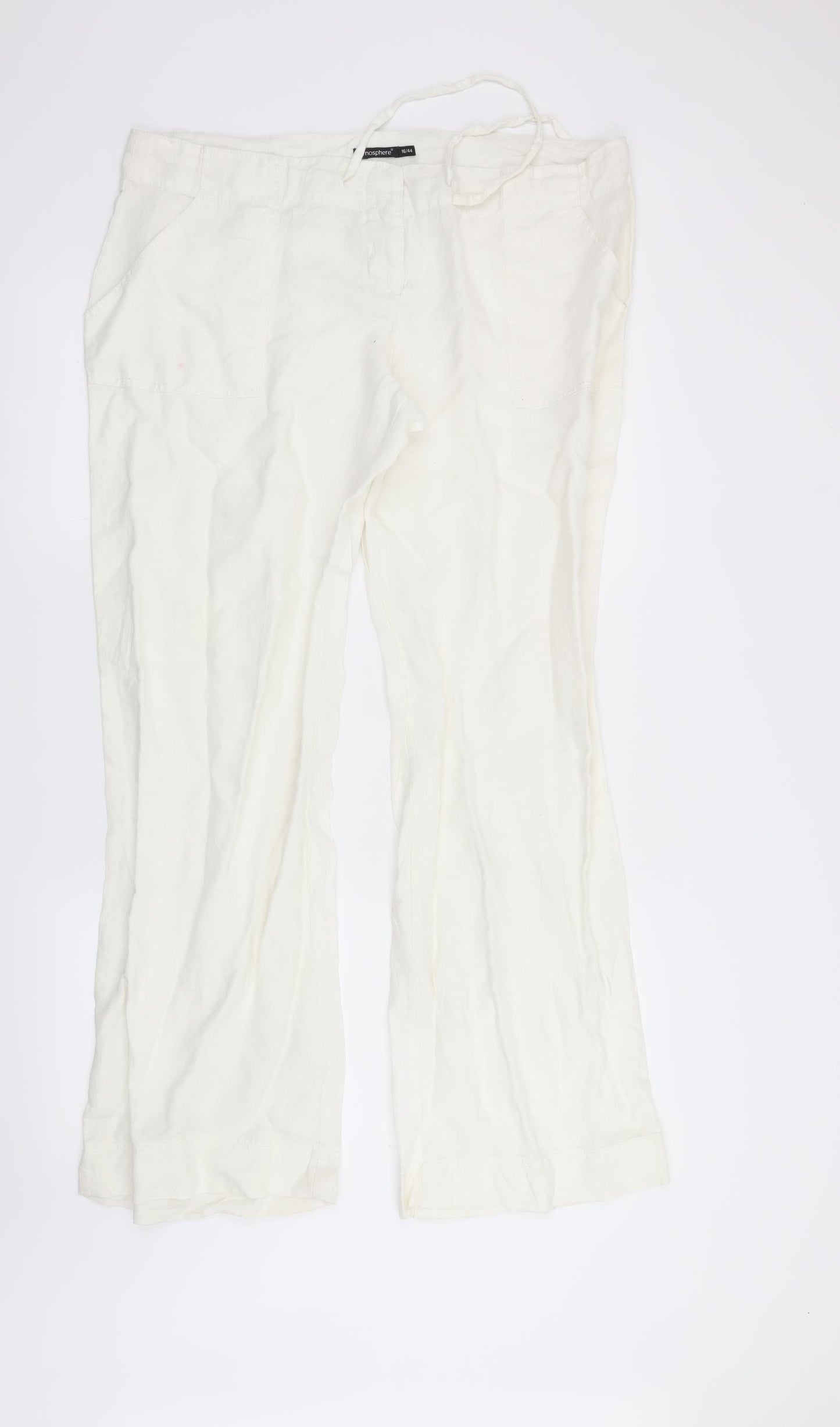 Atmosphere Womens White   Trousers  Size 16 L30 in