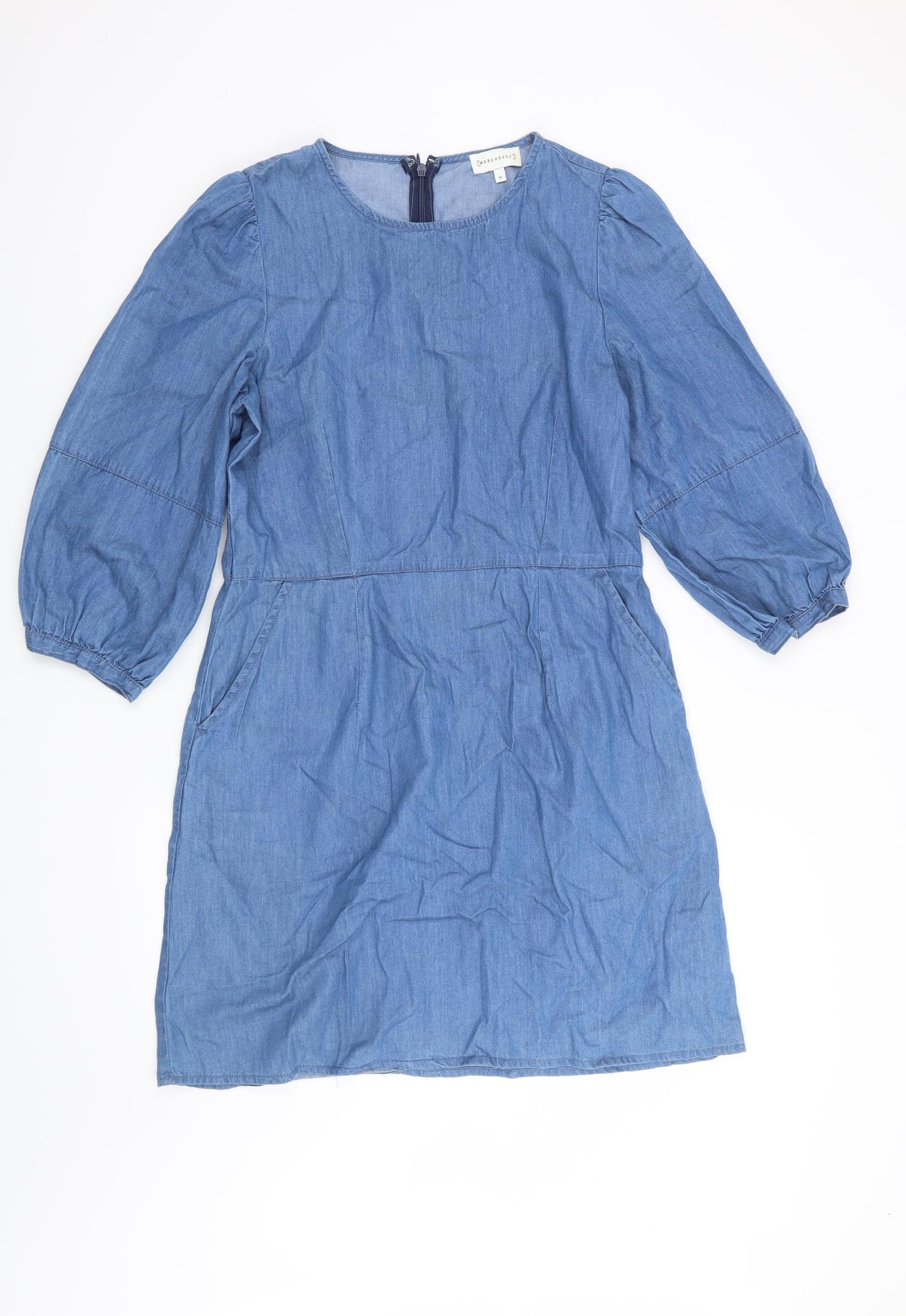 Warehouse Womens Blue   Fit & Flare  Size 14