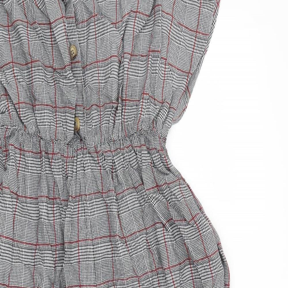 F&F Womens Black Check  Jumpsuit One-Piece Size 12