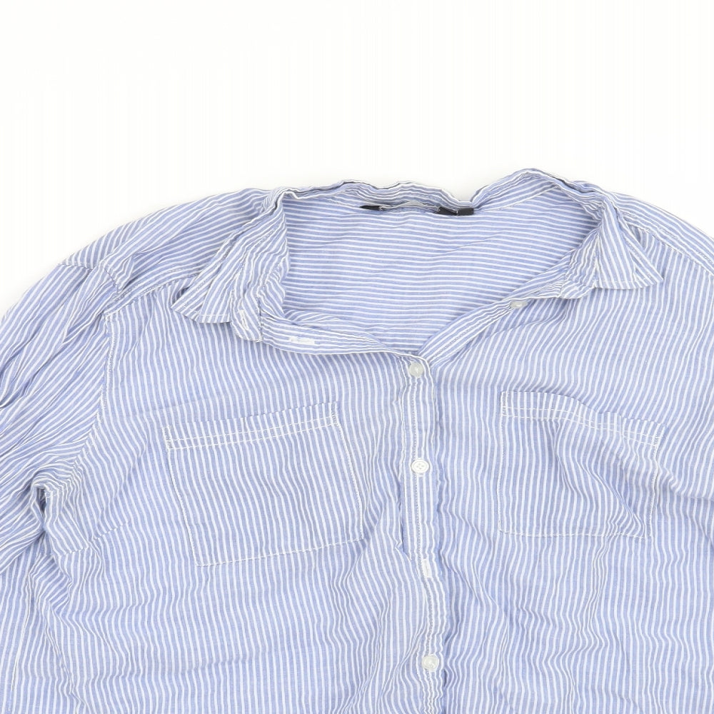 New Look Womens Blue Striped  Basic Button-Up Size 14