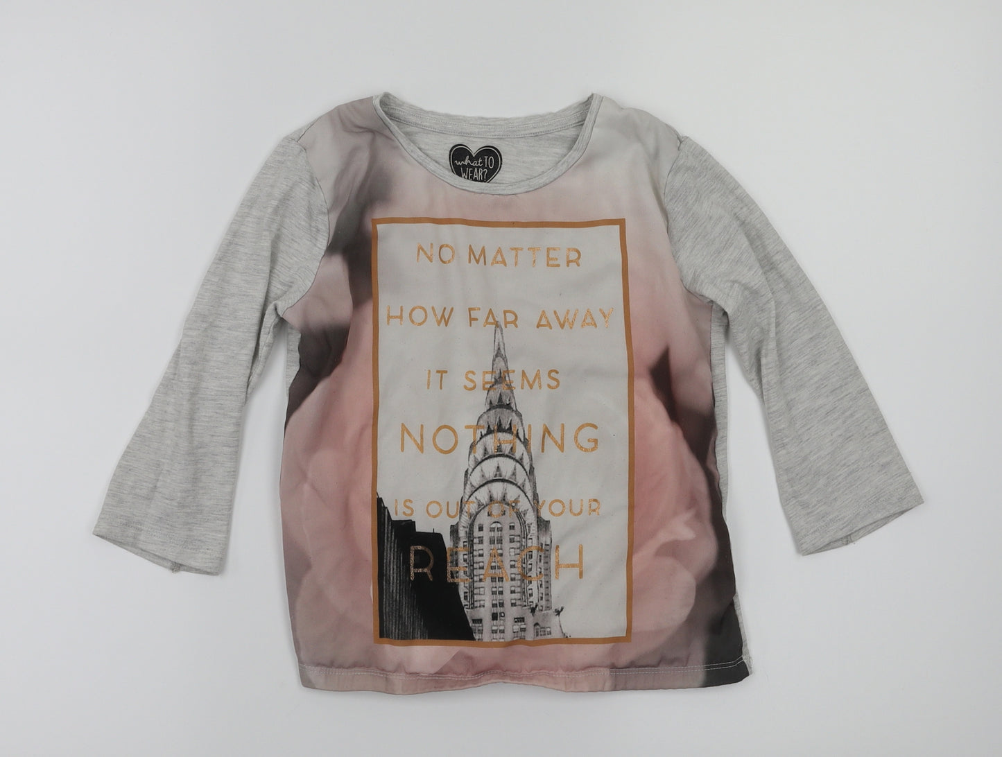 F&F Girls Grey Animal Print  Basic T-Shirt Size 7-8 Years