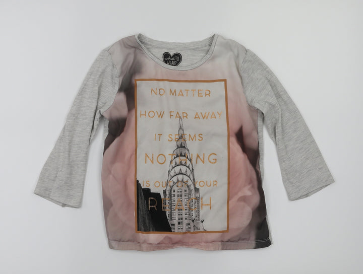 F&F Girls Grey Animal Print Basic T-Shirt Size 7-8 Years