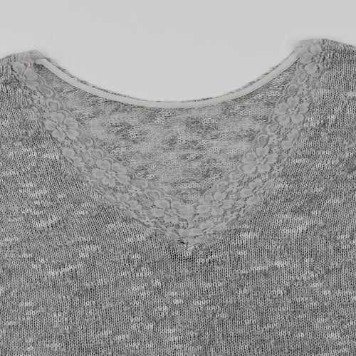 VILA Womens Grey Floral  Basic T-Shirt Size XS