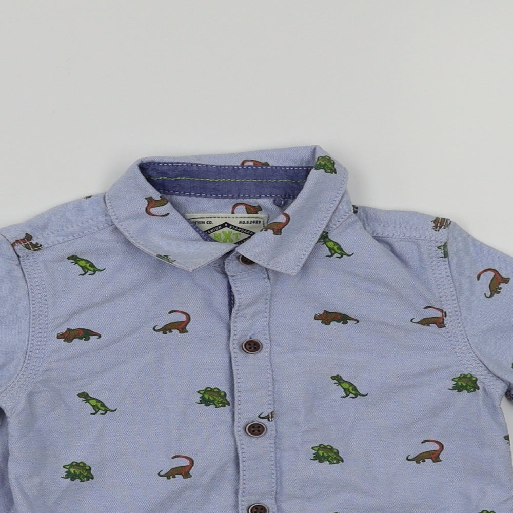 denim & co  Boys Blue Animal Print  Basic T-Shirt Size 12-18 Months