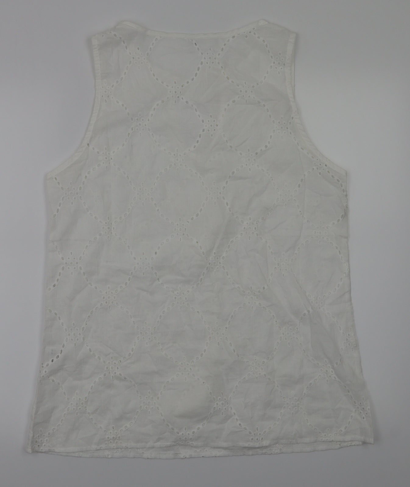 Preworn Womens White Floral  Basic T-Shirt Size XL