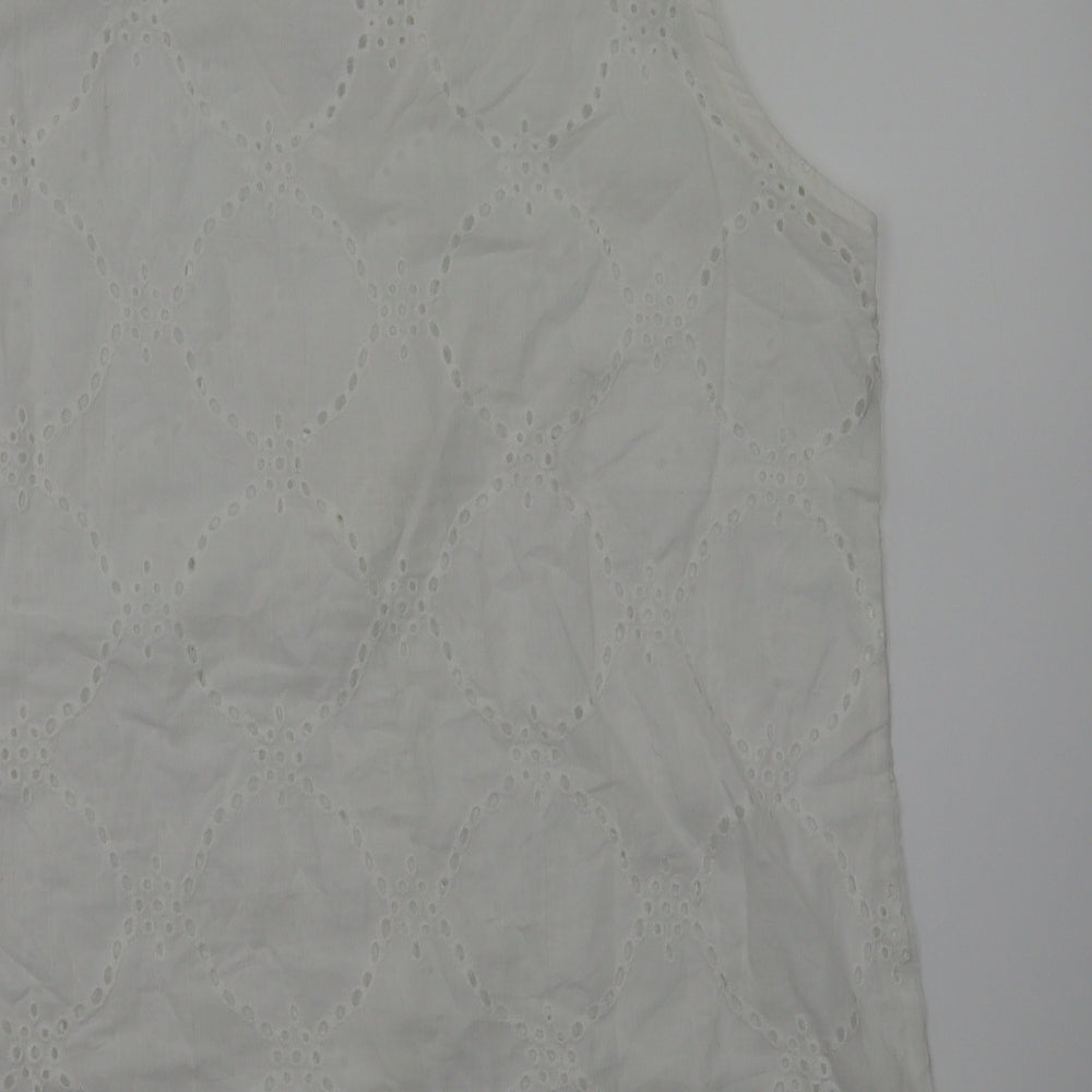 Preworn Womens White Floral  Basic T-Shirt Size XL