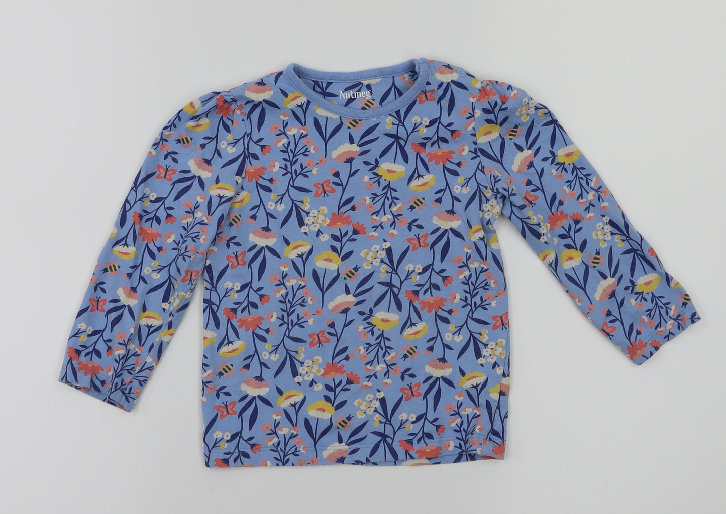 Nutmeg Girls Blue Floral  Basic T-Shirt Size 18-24 Months