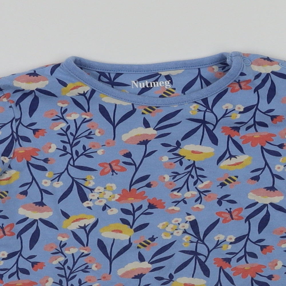 Nutmeg Girls Blue Floral  Basic T-Shirt Size 18-24 Months