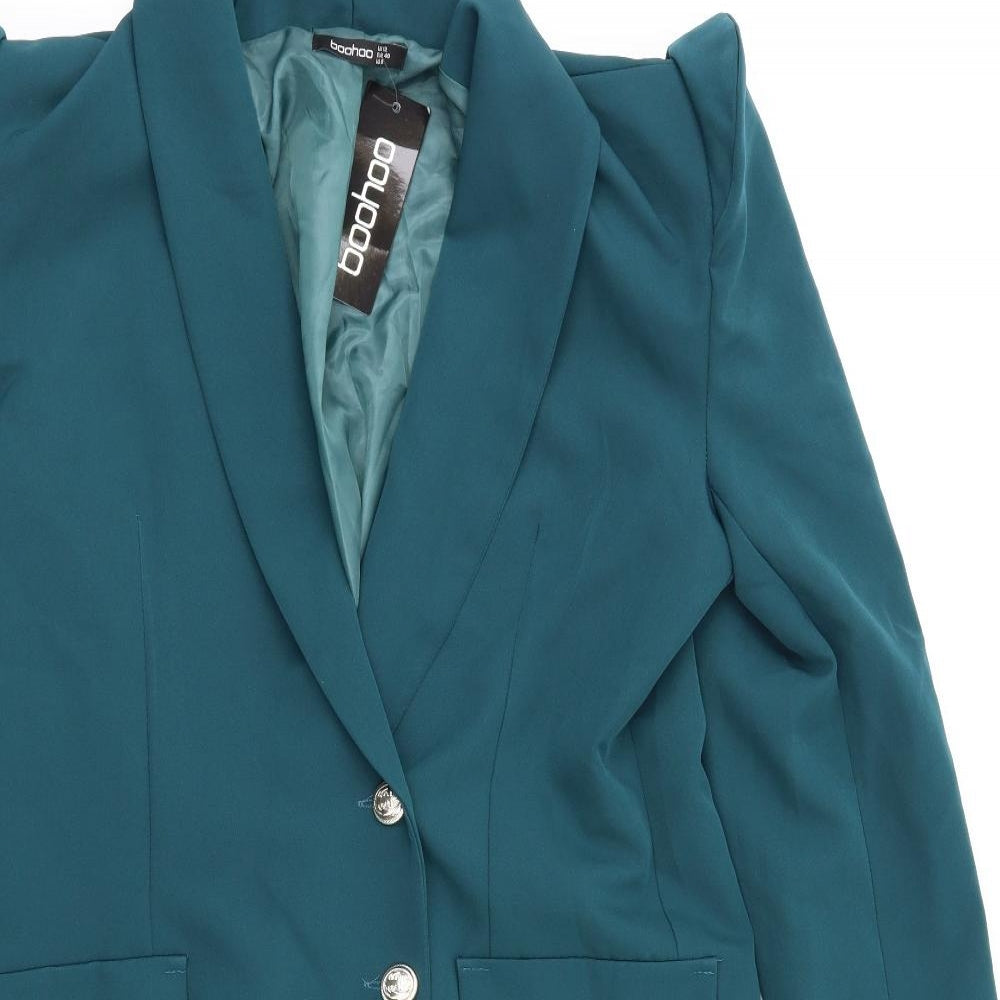 Boohoo Womens Green   Jacket Suit Jacket Size 12