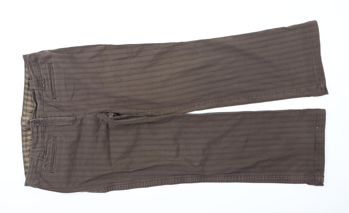 NEXT Womens Brown Striped  Trousers  Size 16 L29 in