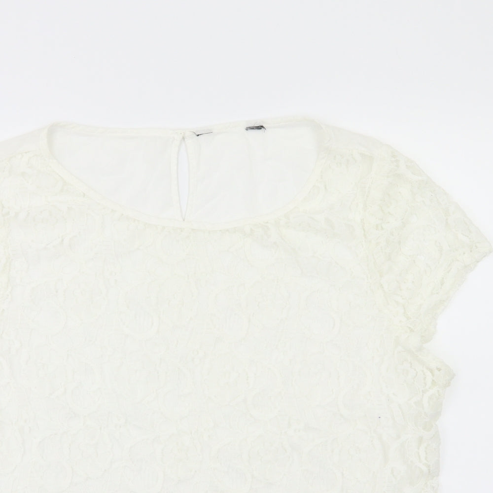 Dorothy Perkins  Womens White Floral  Basic Blouse Size 20