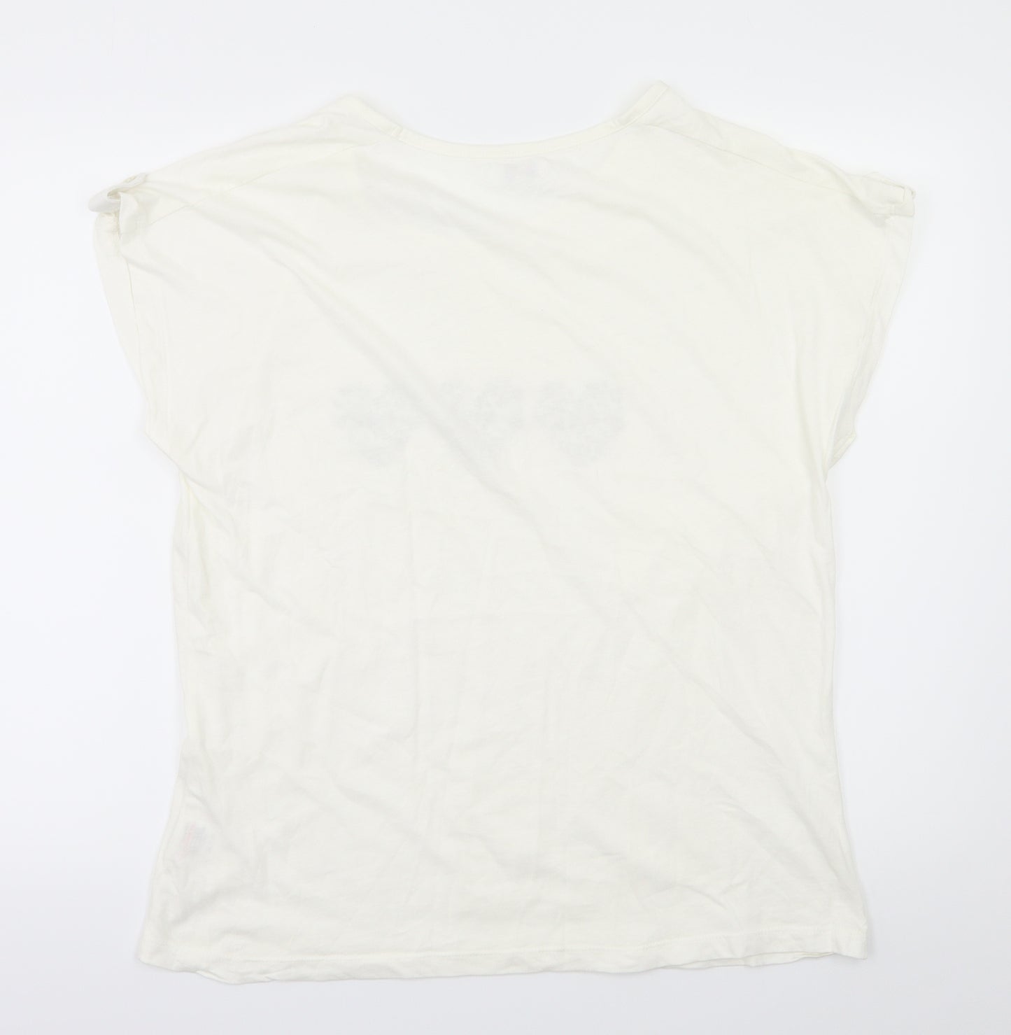 AUNA Womens White Animal Print  Basic T-Shirt Size 18