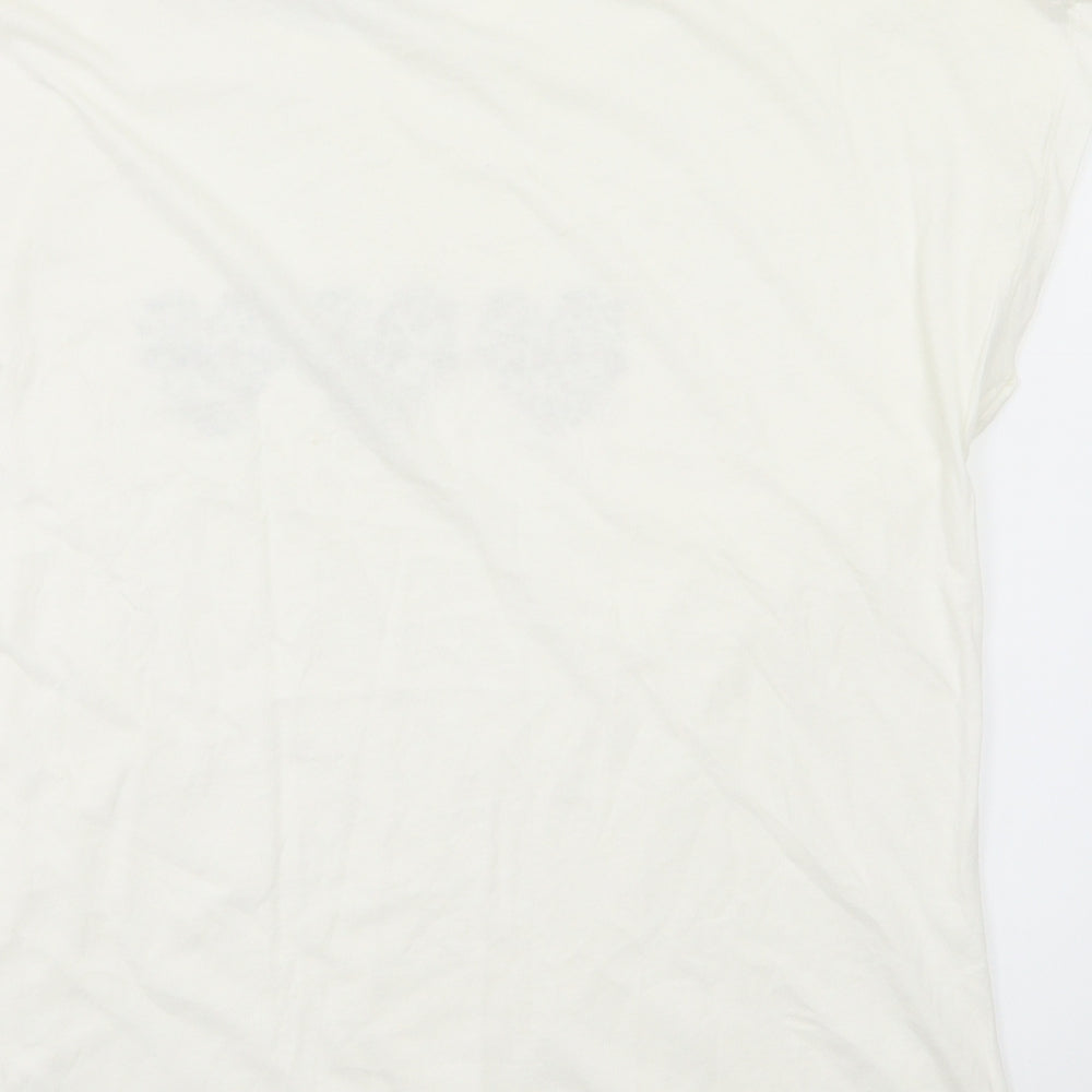 AUNA Womens White Animal Print  Basic T-Shirt Size 18