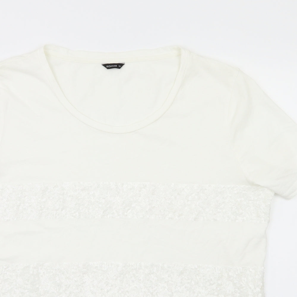 Roman Womens White   Basic T-Shirt Size 18