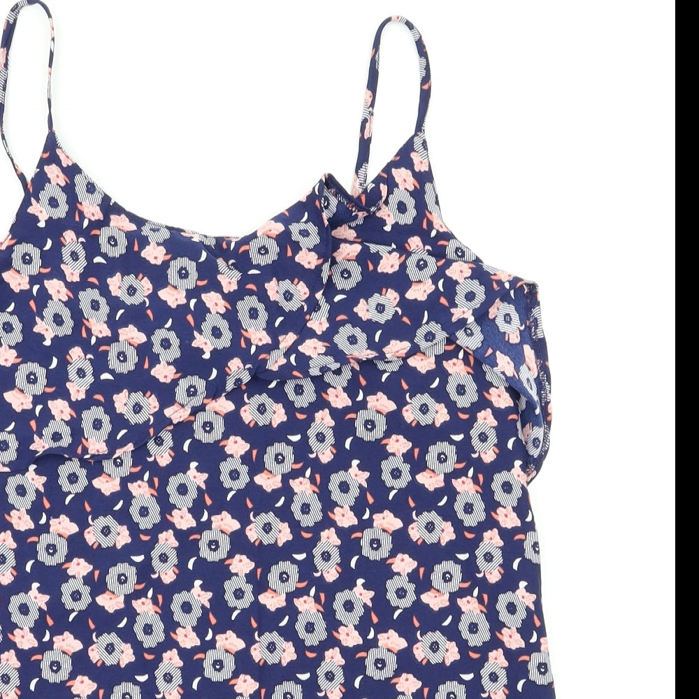Pep & co Womens Blue Floral  Basic T-Shirt Size 8