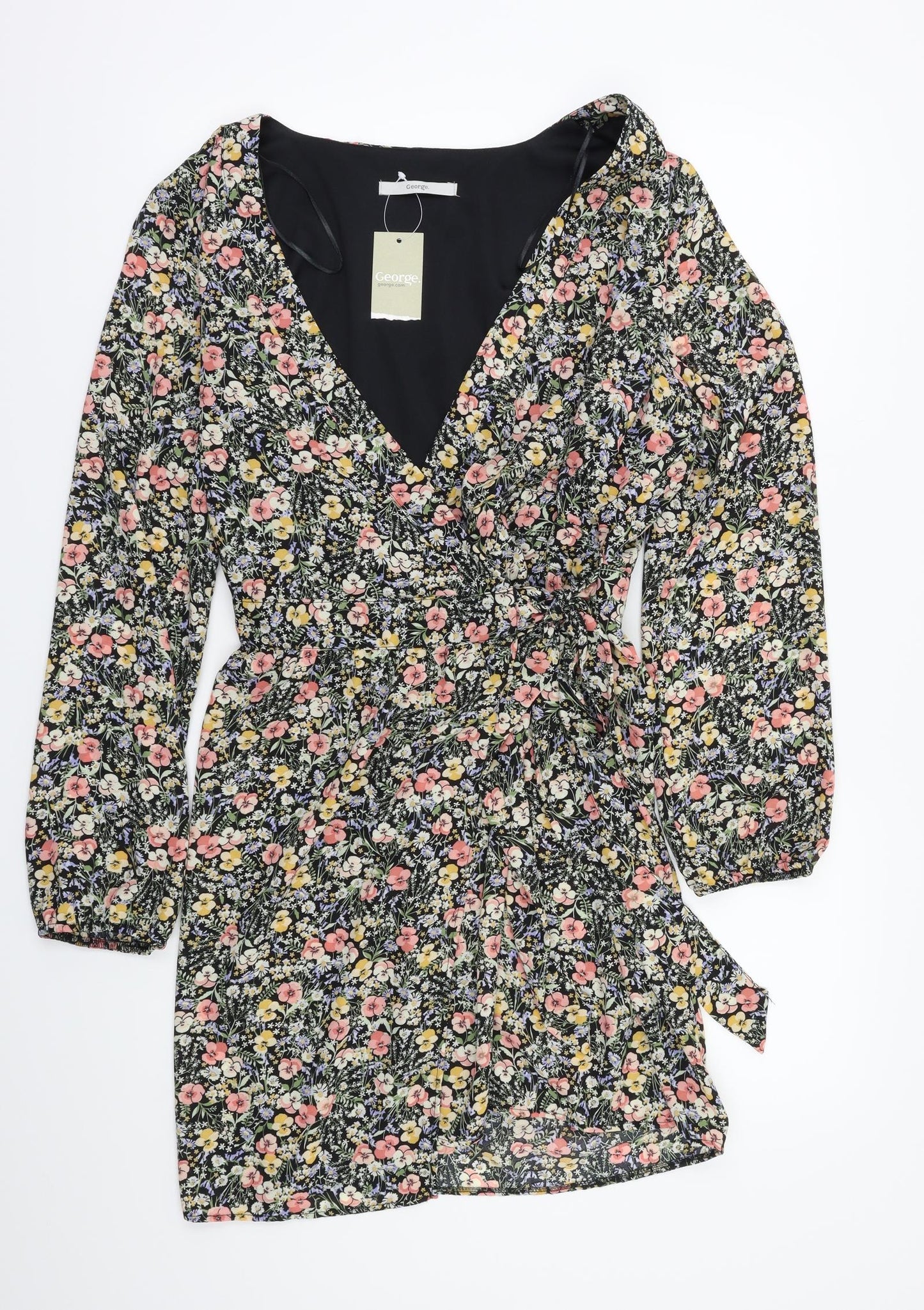 George  Womens Black Floral  Fit & Flare  Size 16