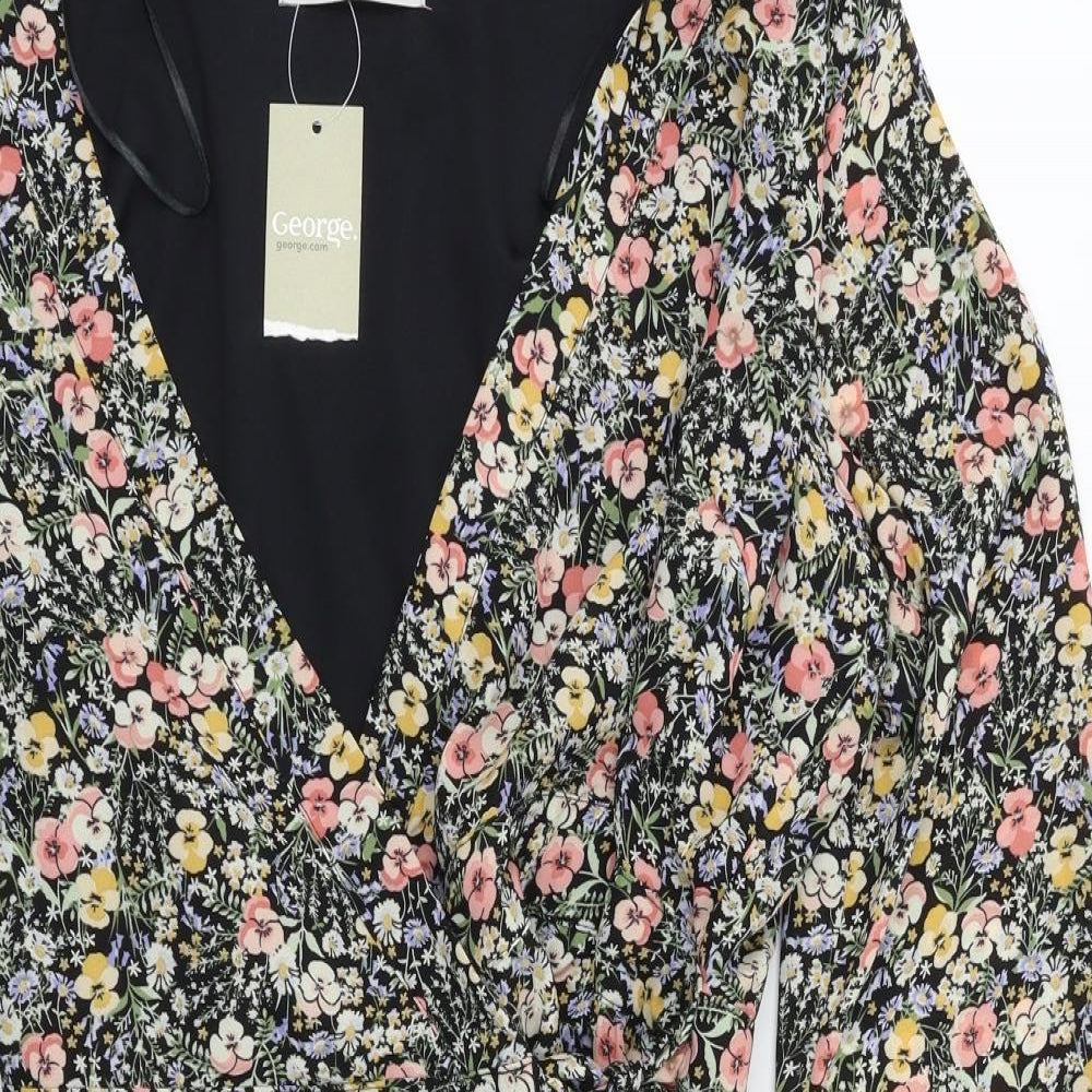 George  Womens Black Floral  Fit & Flare  Size 16