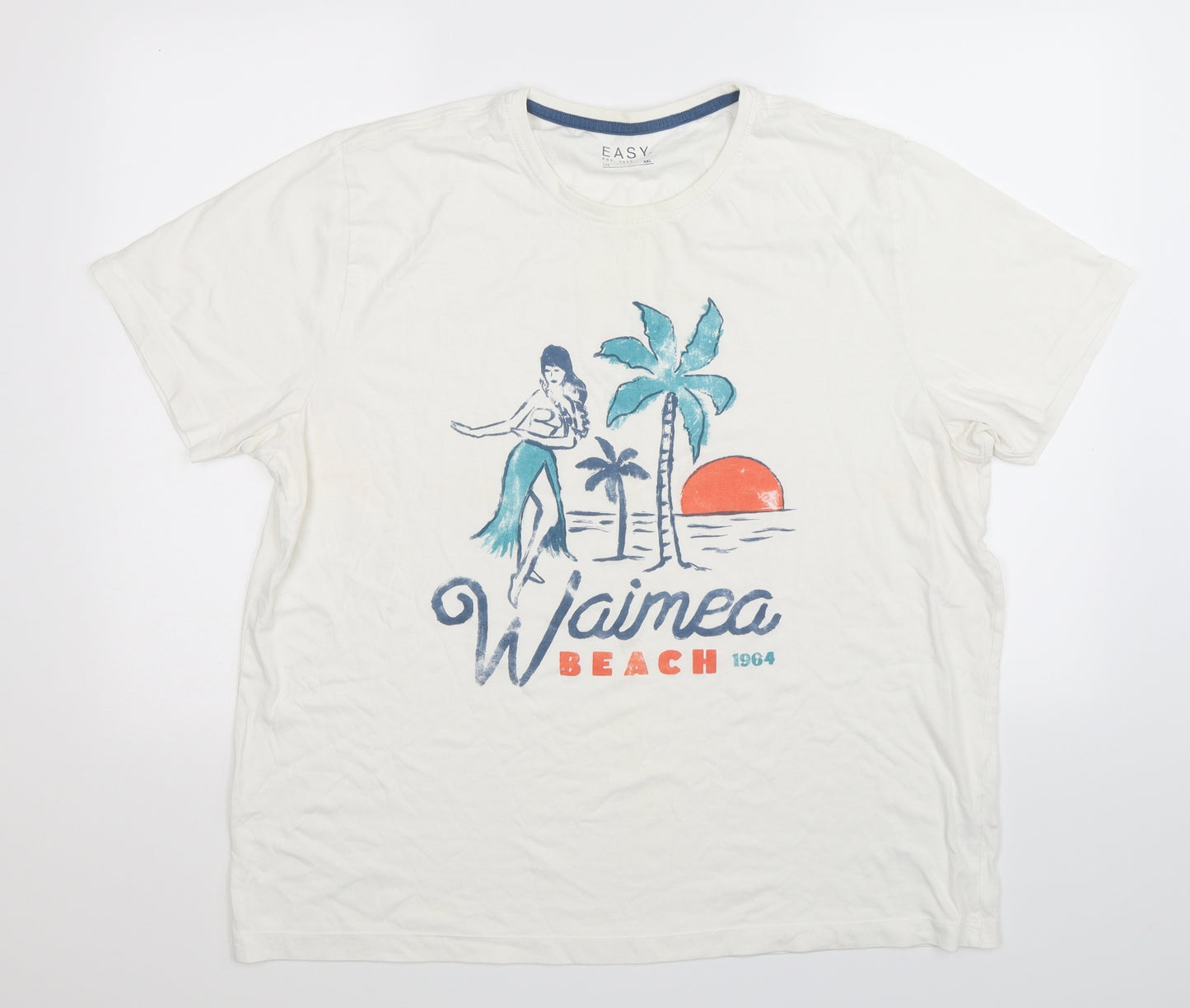 Easy Mens White    T-Shirt Size 2XL