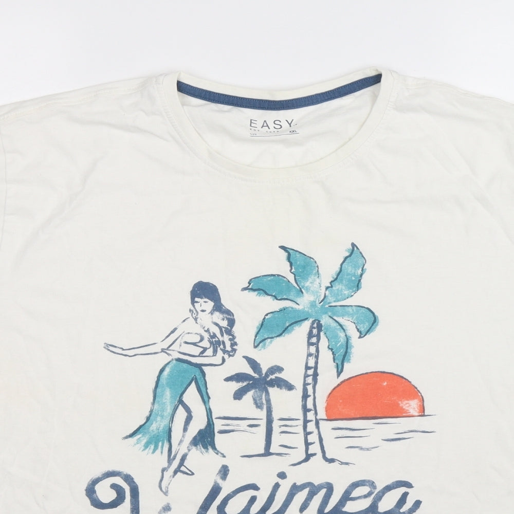 Easy Mens White    T-Shirt Size 2XL