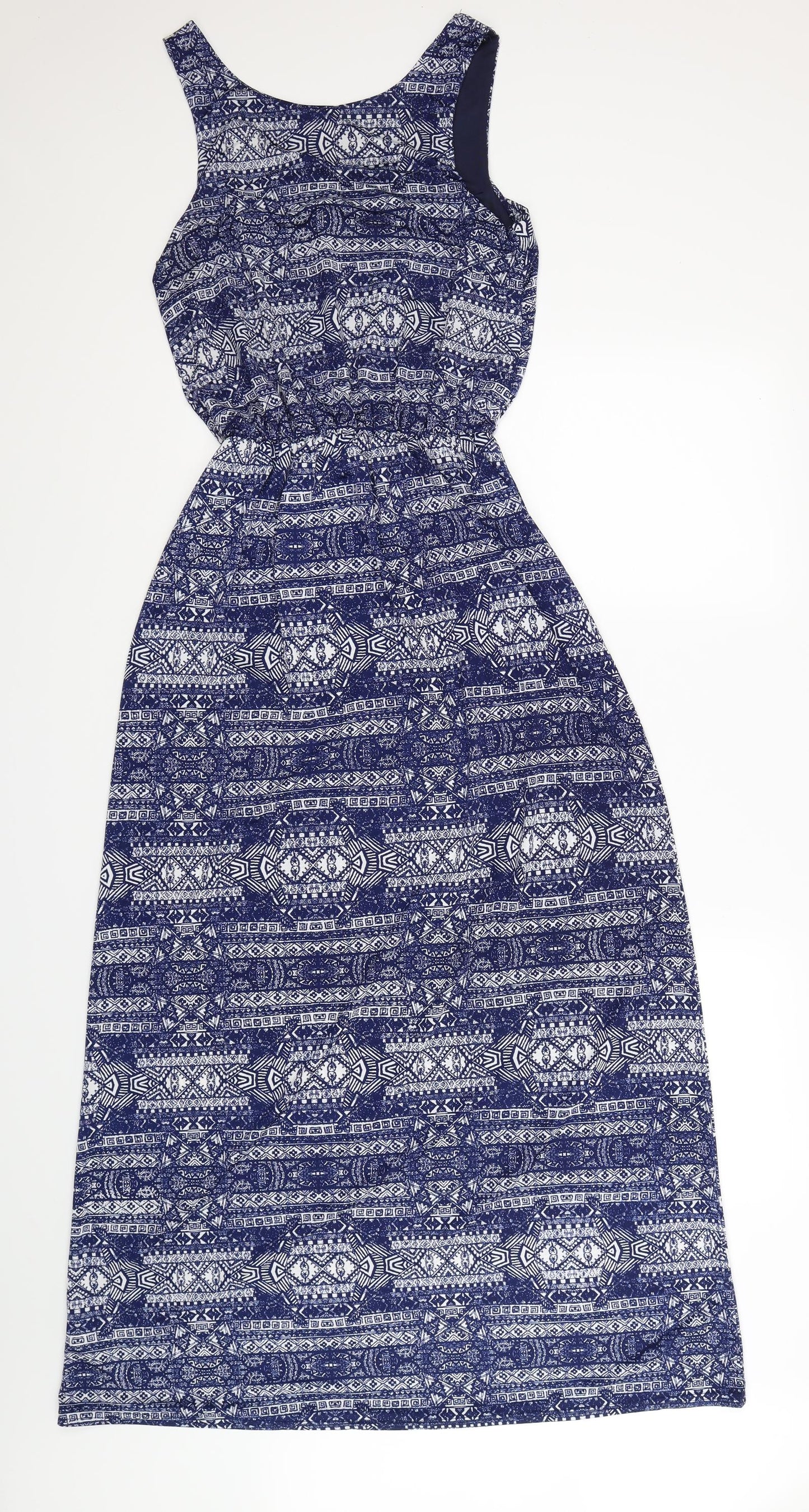 QED London Womens Blue Geometric  Maxi  Size S