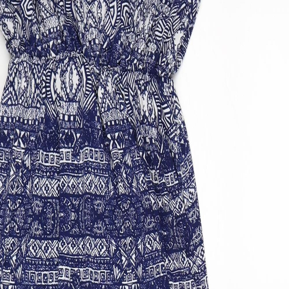 QED London Womens Blue Geometric  Maxi  Size S