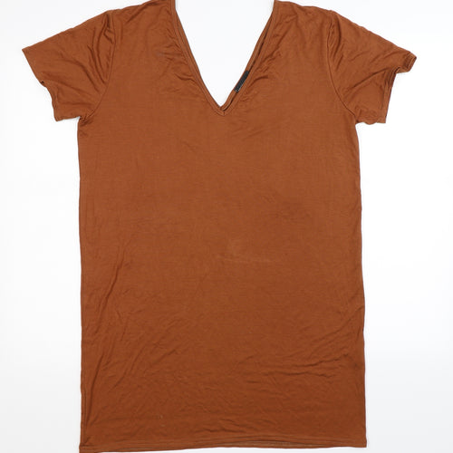 PRETTYLITTLETHING Womens Brown   Basic T-Shirt Size 10  - Oversized