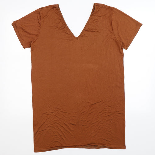 PRETTYLITTLETHING Womens Brown   Basic T-Shirt Size 10  - Oversized