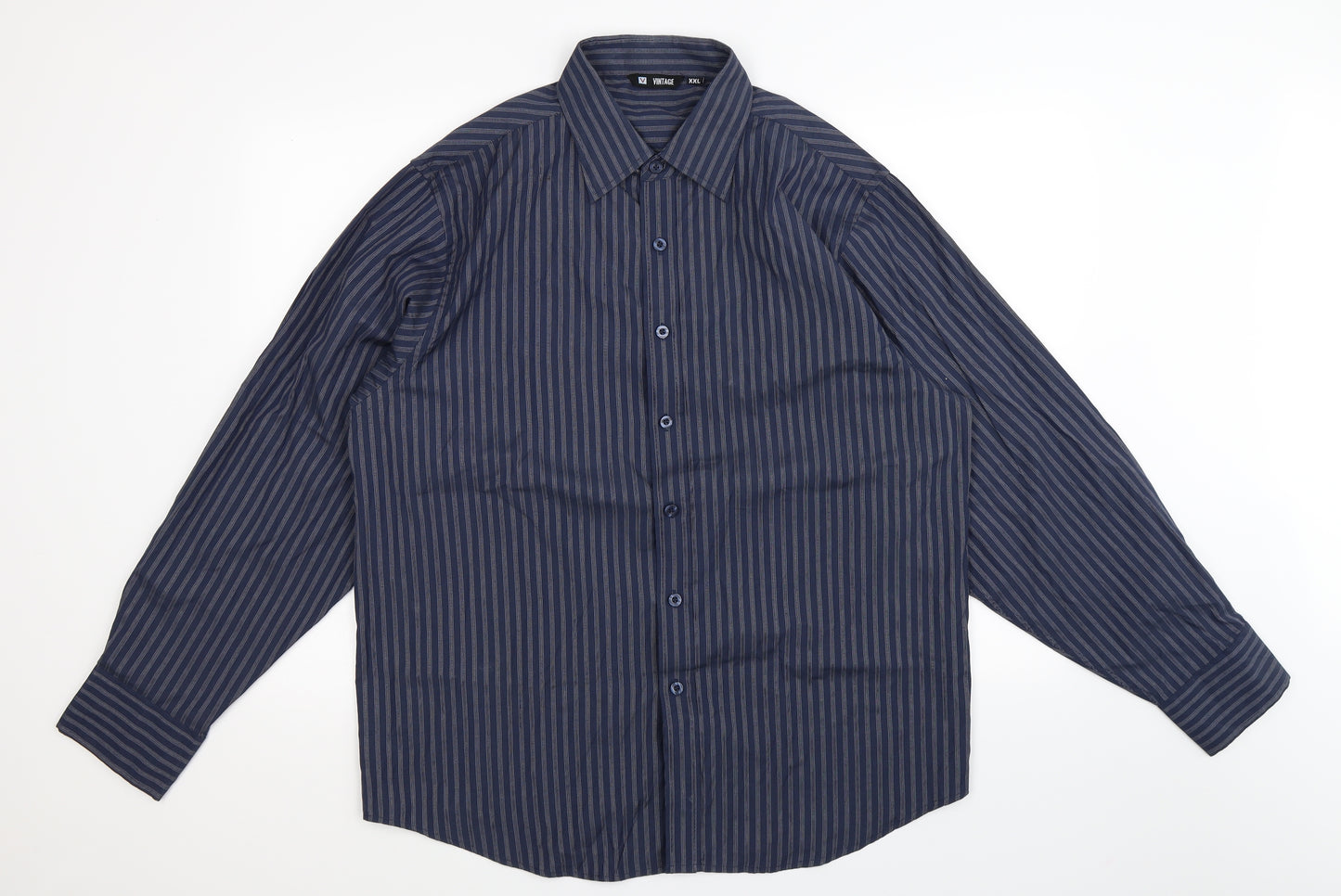 Vintage Mens Blue Striped   Dress Shirt Size 2XL